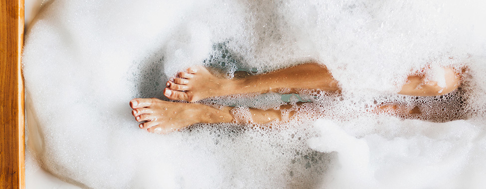 Legs-in-Bubble-Bath-for-Spa-Day-at-Home